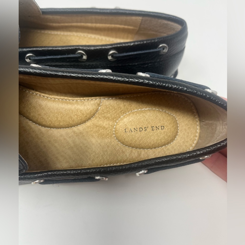 LANDS' END Loafers Joanne Classic Car Driver Shoes Black Leather Women's 7.5 NEW - Picture 3 of 9
